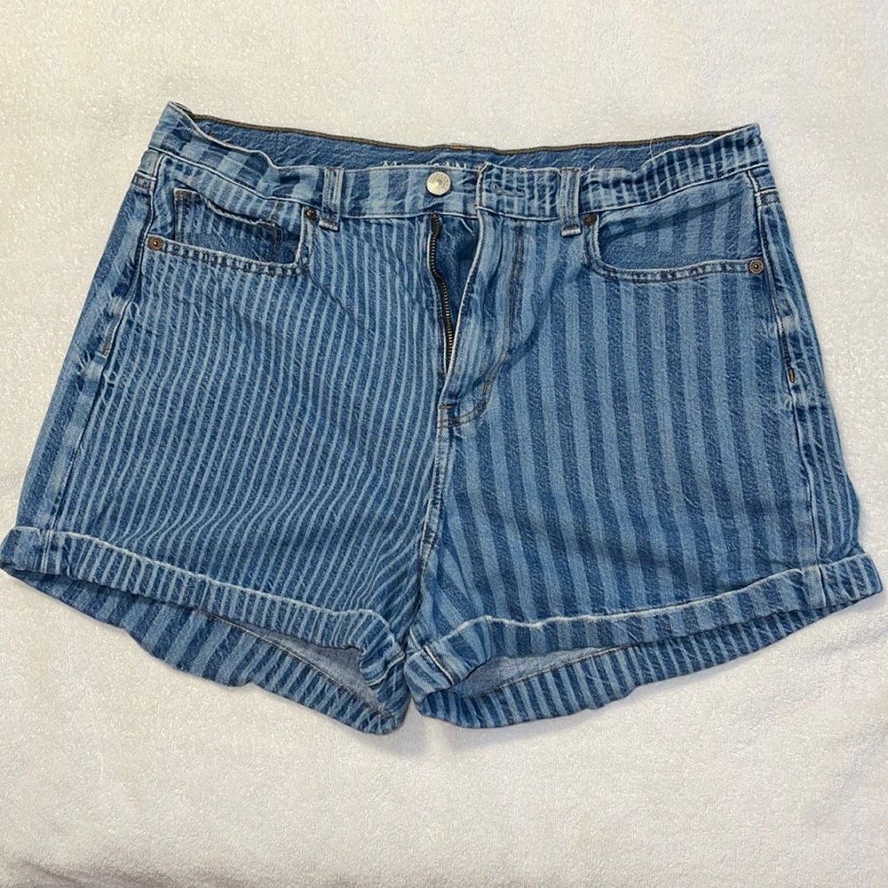 Striped Denim Mom Shorts